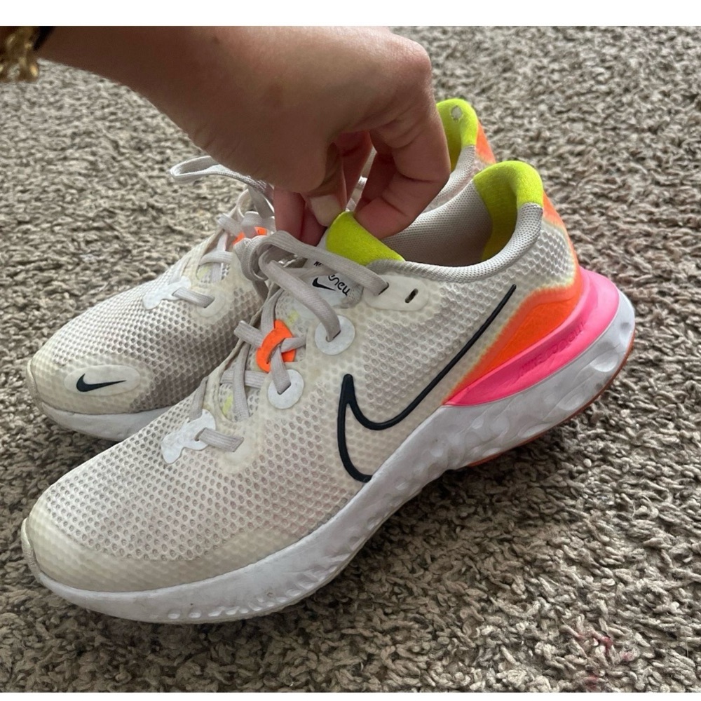 Nike White and Neon Pink Athletic Shoes